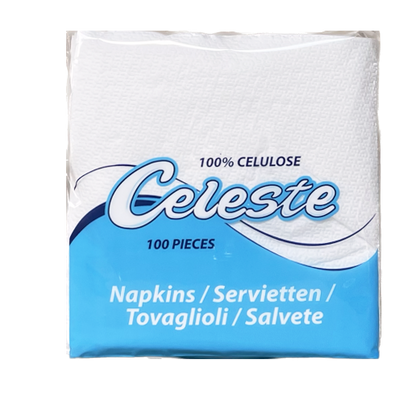 Serviete bele 33x33 1-slojne 100/1, 100% celuloza